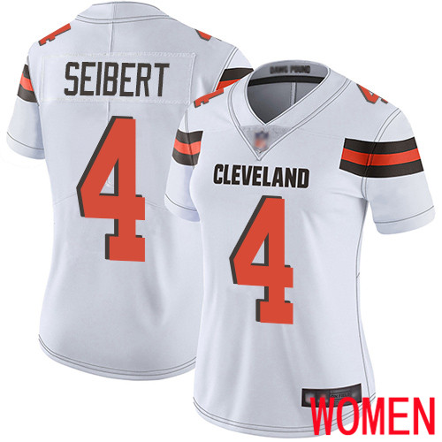Cleveland Browns Austin Seibert Women White Limited Jersey #4 NFL Football Road Vapor Untouchable